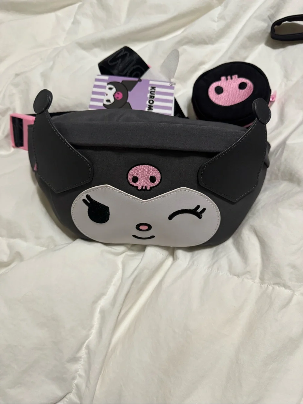 Loungefly Black and Pink Character Kids Waist Bag with Coin Pouch